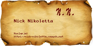 Nick Nikoletta névjegykártya