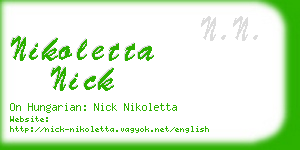 nikoletta nick business card